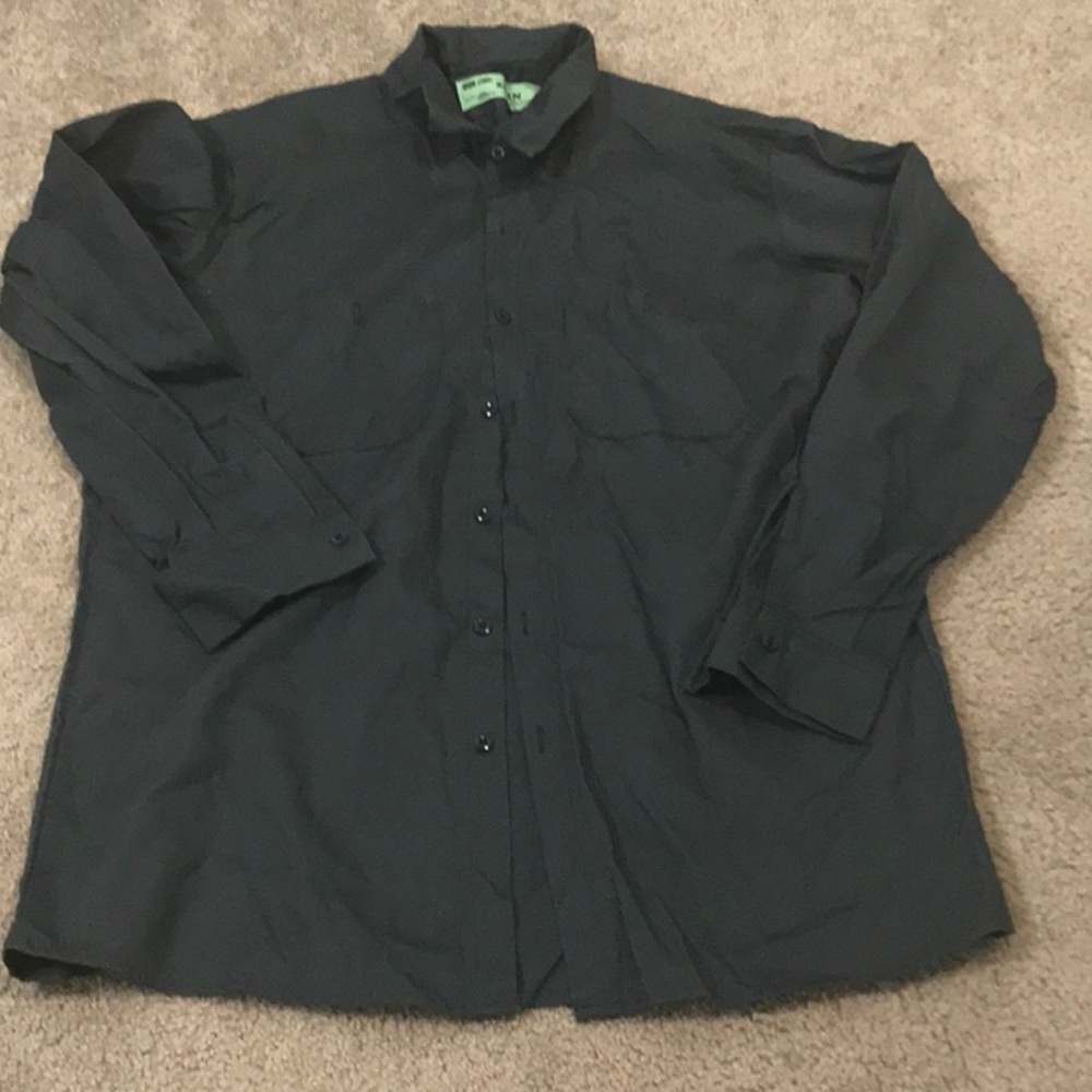 NEW mens GCA Industrial Uniform Work Shirt long sleeve - XL blue gray